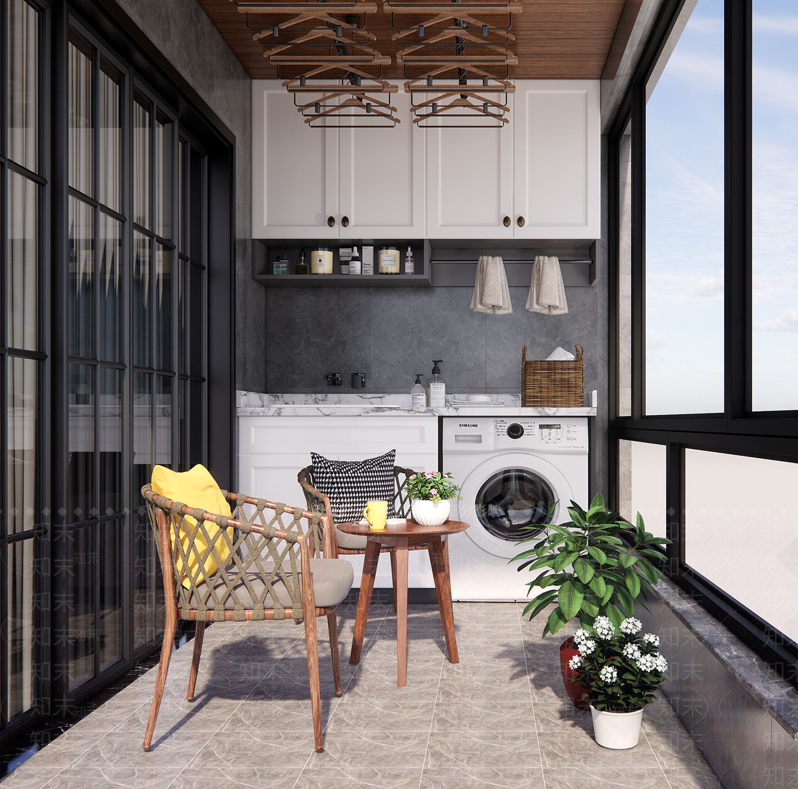 现代家居阳台SU模型下载【ID:688718568】