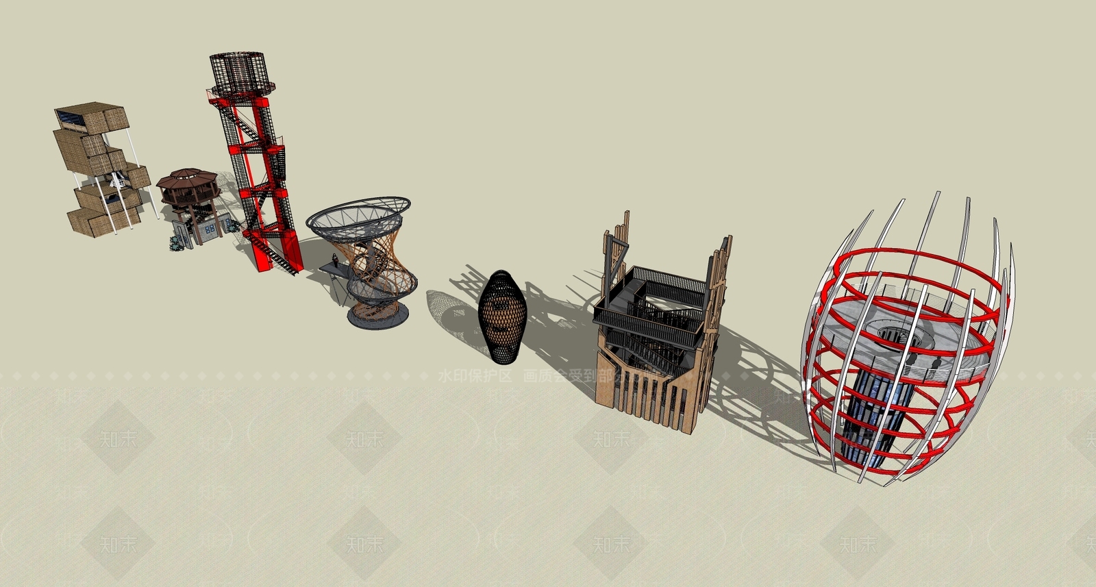 现代塔楼SU模型下载【ID:588720323】