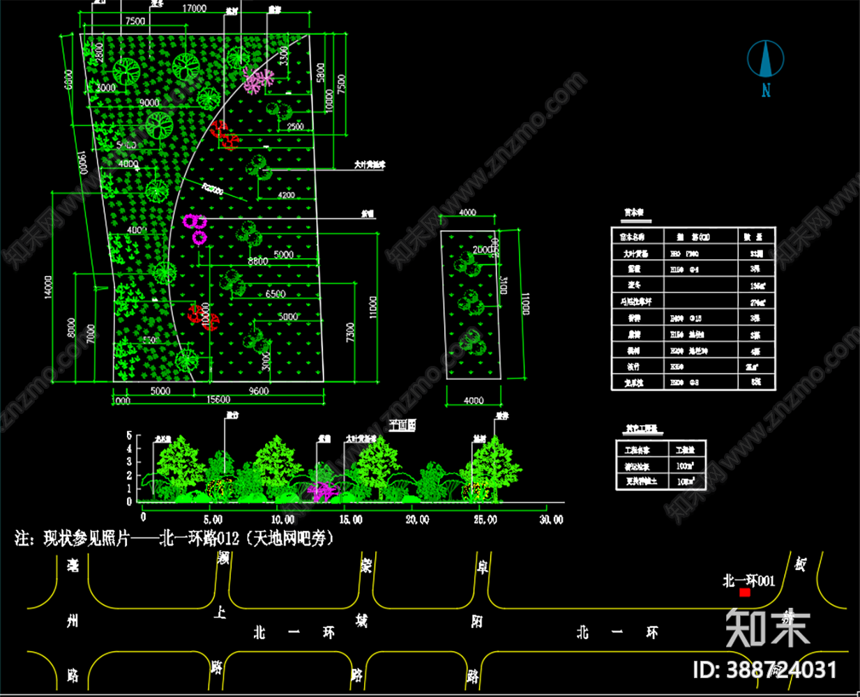 道路绿化景观cad施工图下载【ID:388724031】