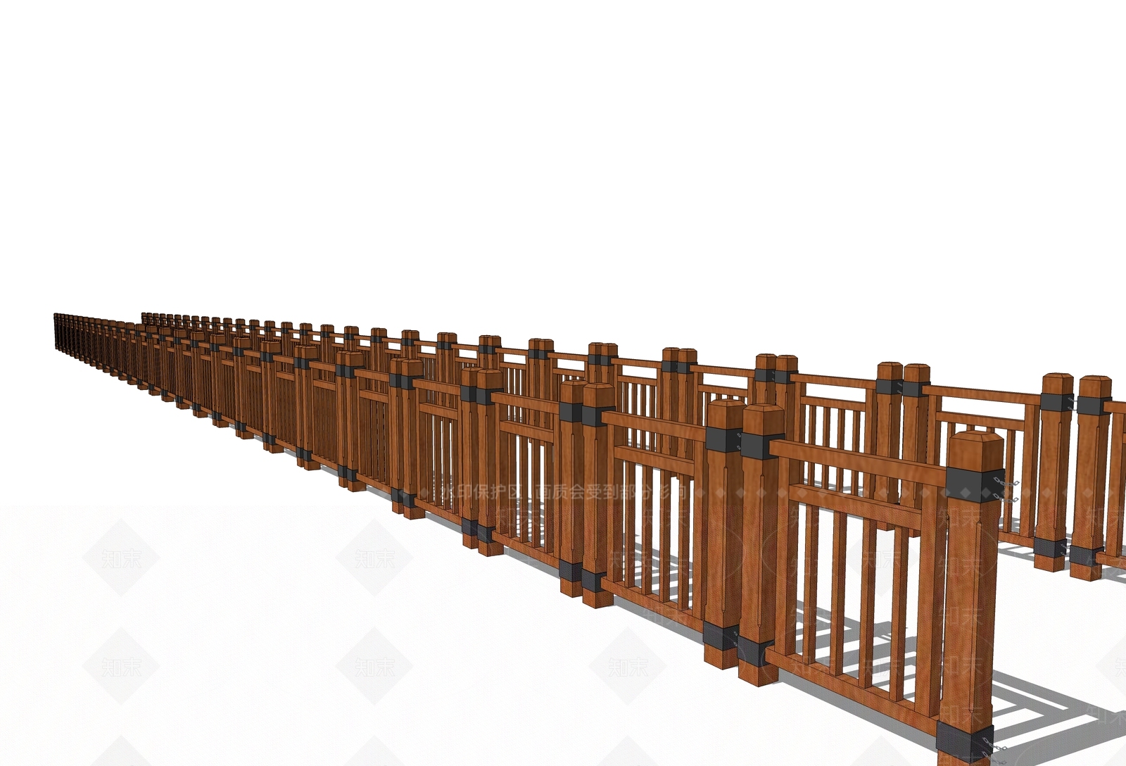 现代木制栏杆SU模型下载【ID:388731315】