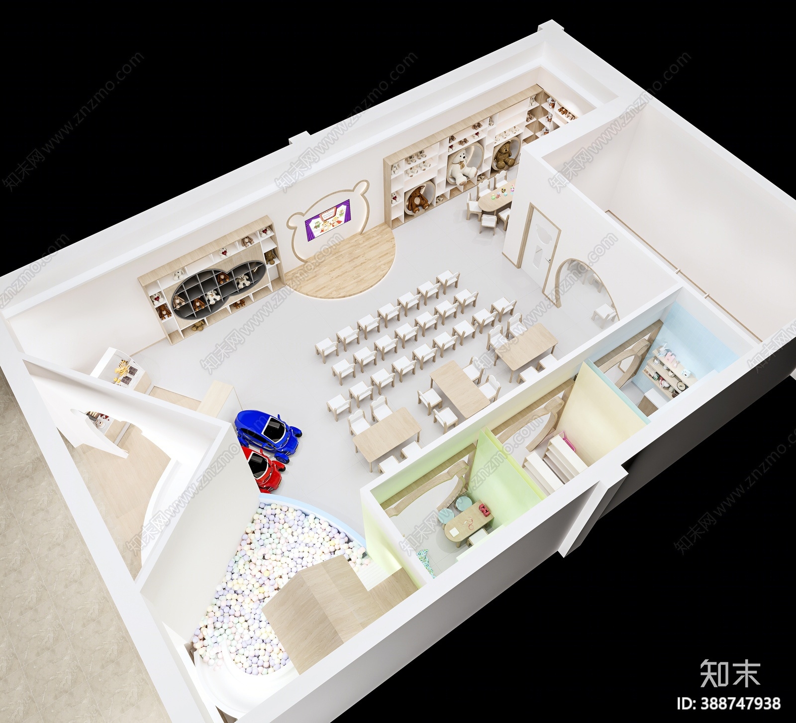 现代幼儿园3D模型下载【ID:388747938】