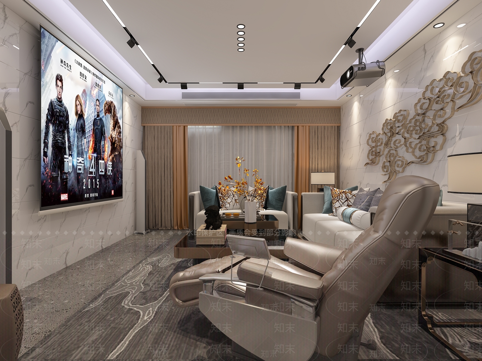 新中式家居影音室3D模型下载【ID:888749932】