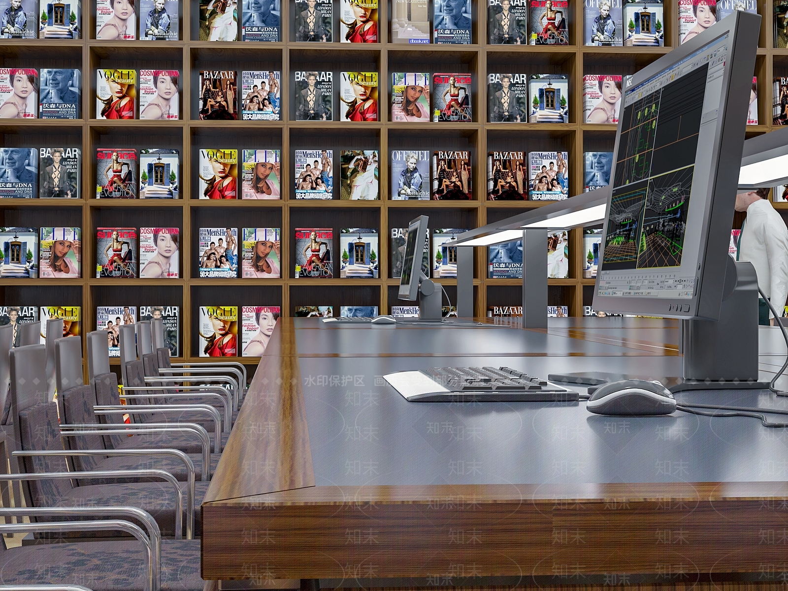 现代图书馆3D模型下载【ID:888751221】