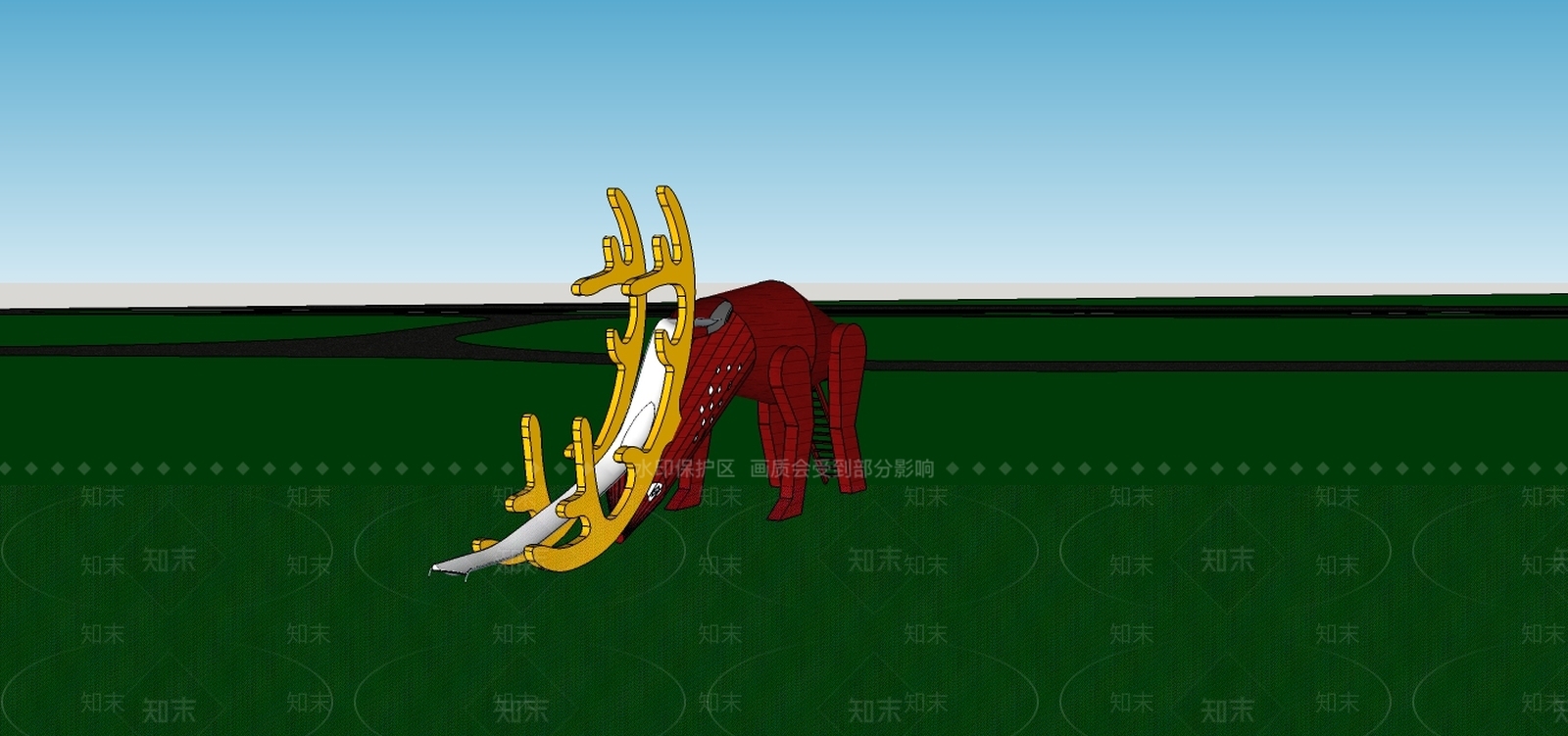 现代儿童滑滑梯SU模型下载【ID:688918679】