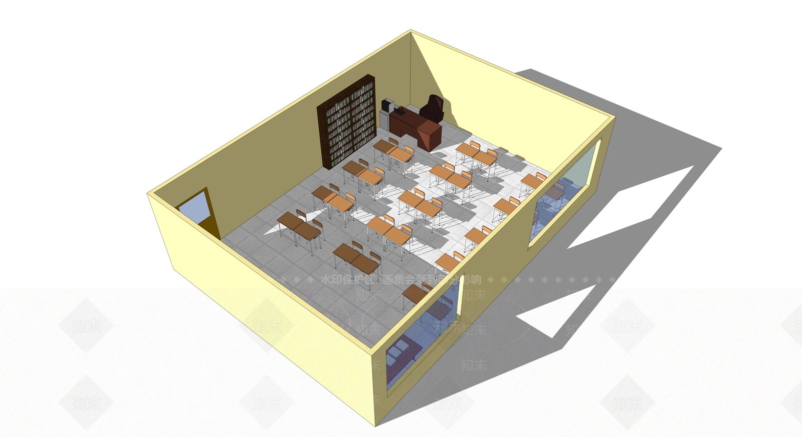 现代学校教室SU模型下载【ID:588774368】