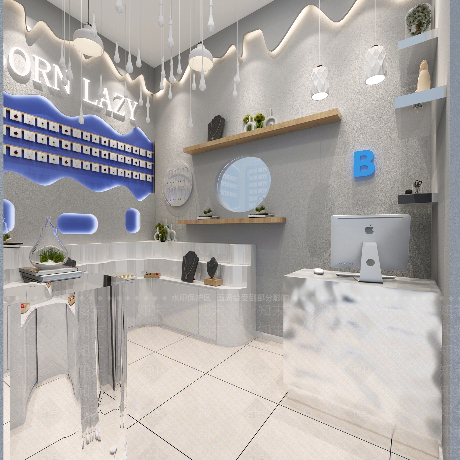 现代珠宝饰品店3D模型下载【ID:388778481】