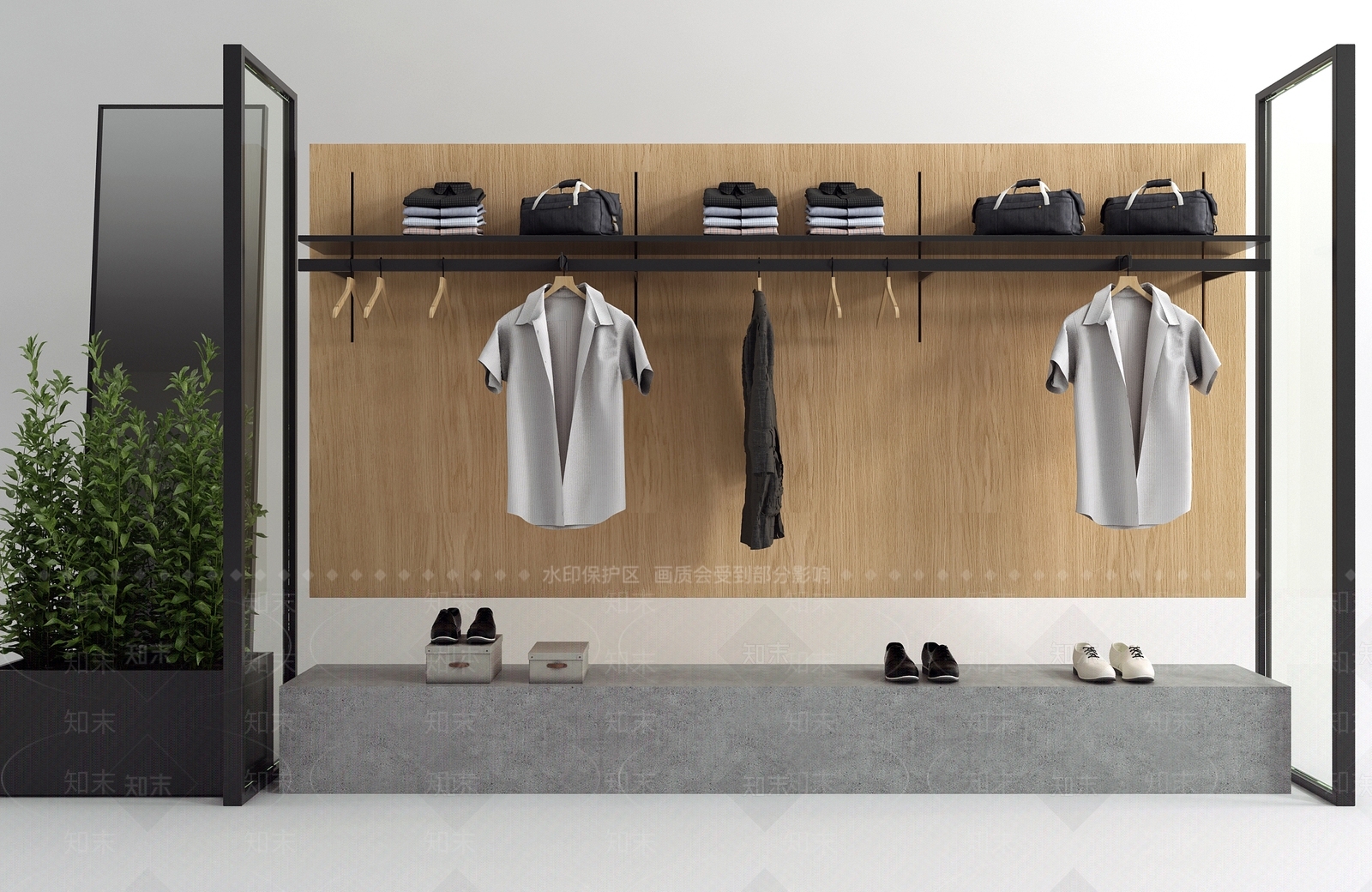 工业风服装店衣架3D模型下载【ID:488780534】