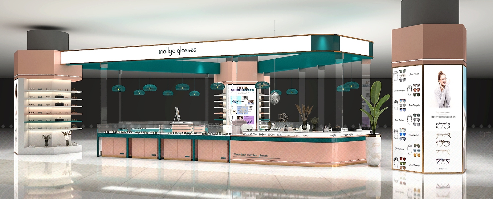 现代商场眼镜柜台3D模型下载【ID:288787915】