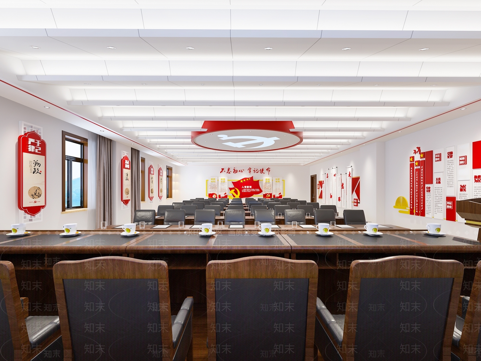 现代党建会议室3D模型下载【ID:288797609】