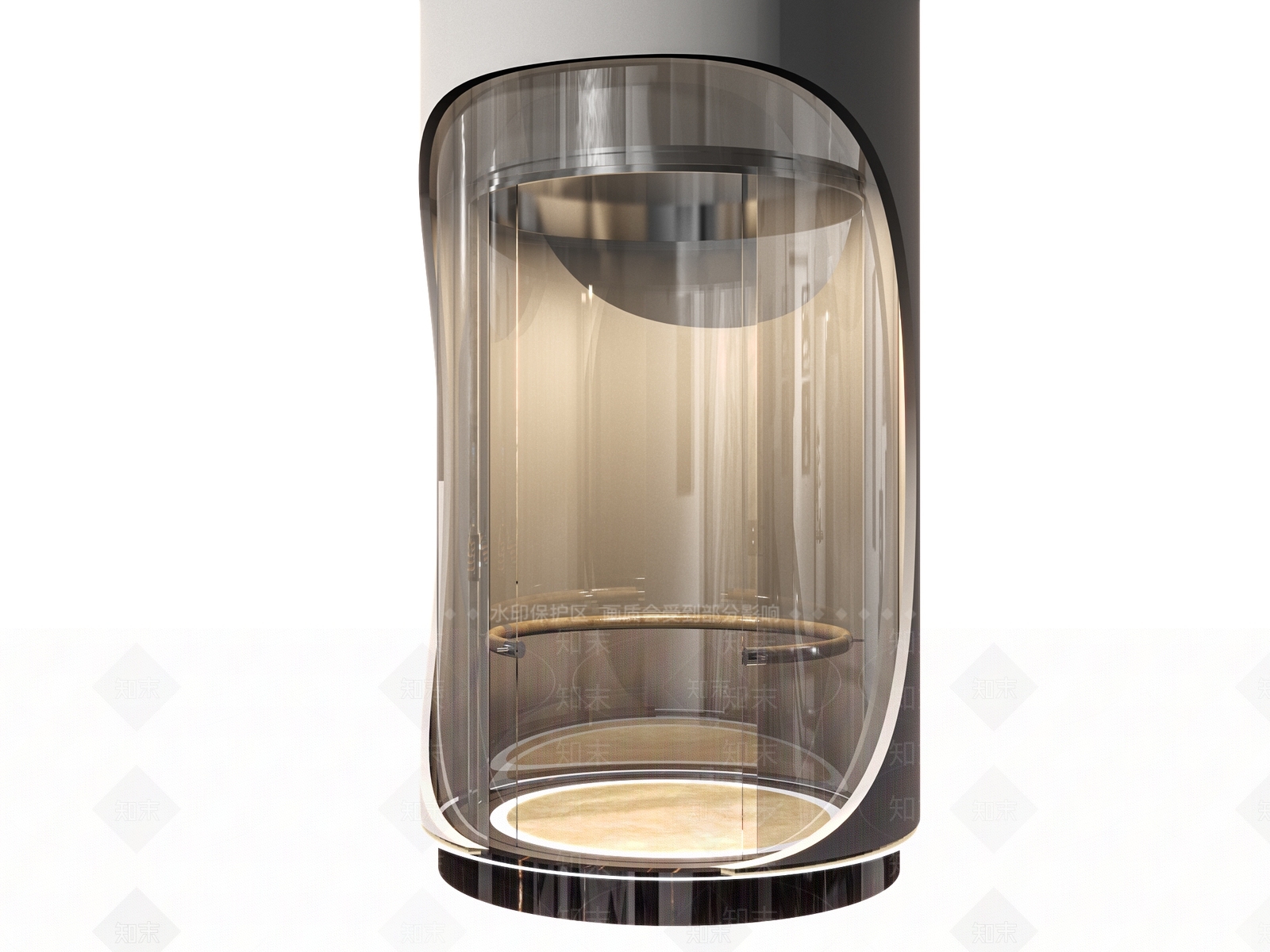现代圆形玻璃观光电梯3D模型下载【ID:488805049】
