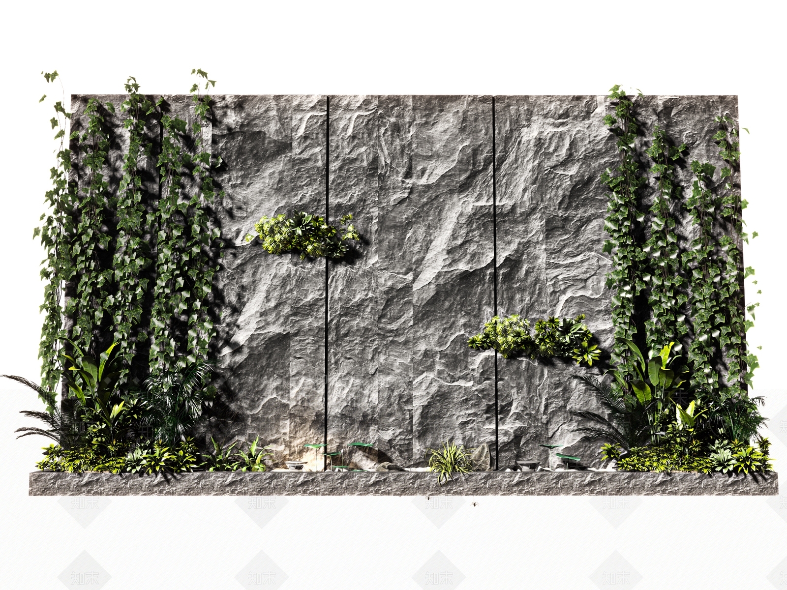 现代绿植墙3D模型下载【ID:588804795】