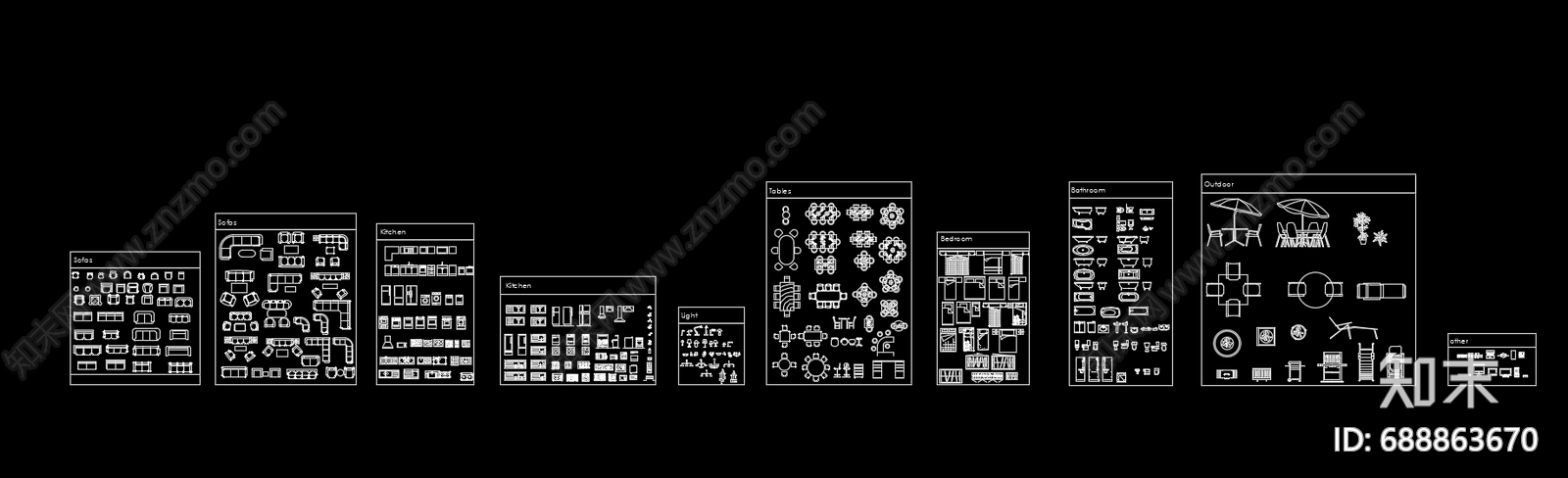 现代风格家具施工图下载【ID:688863670】