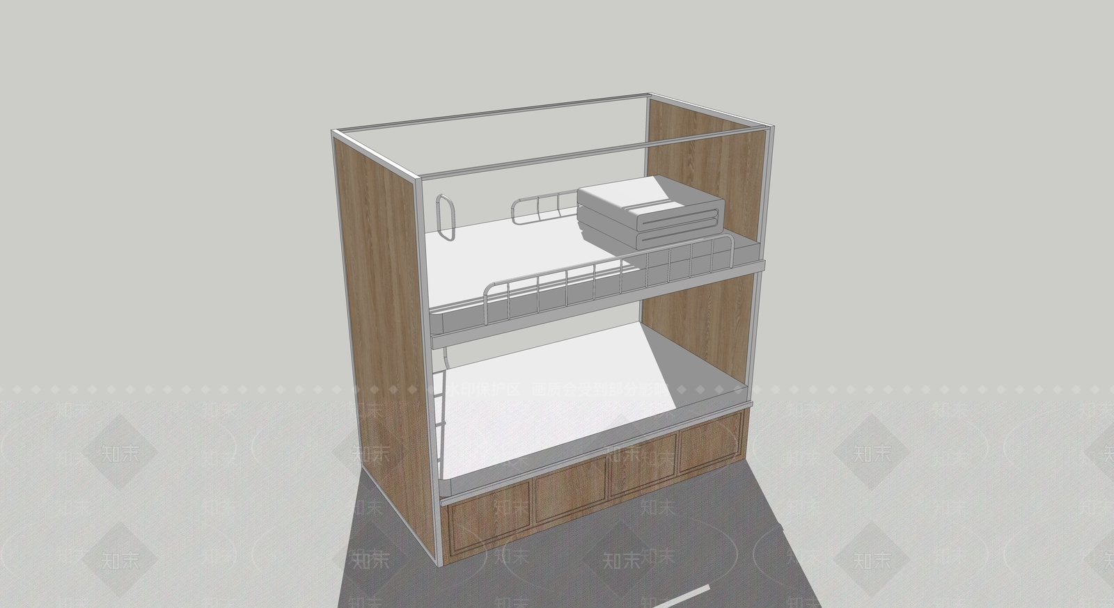 现代双层床SU模型下载【ID:588817498】