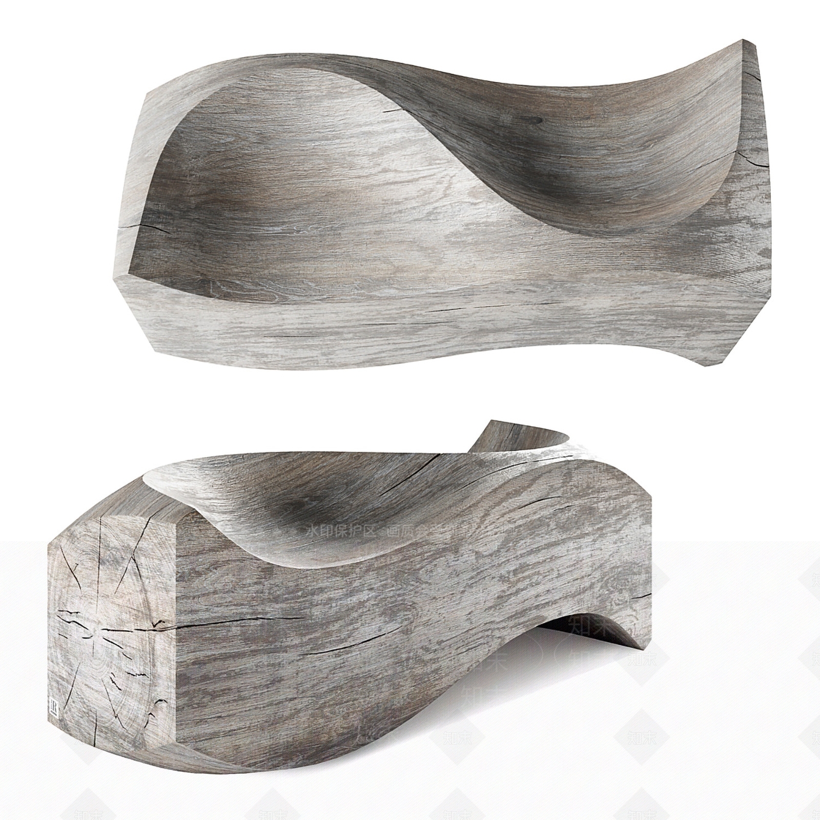 现代原木异形凳子3D模型下载【ID:488826344】