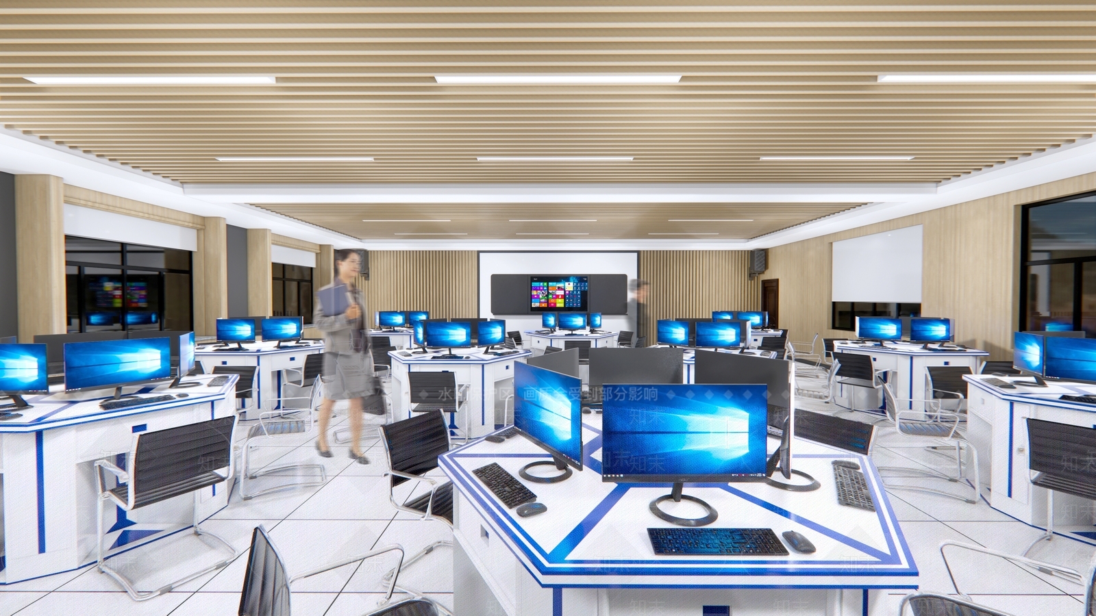 现代电脑教室SU模型下载【ID:588834340】
