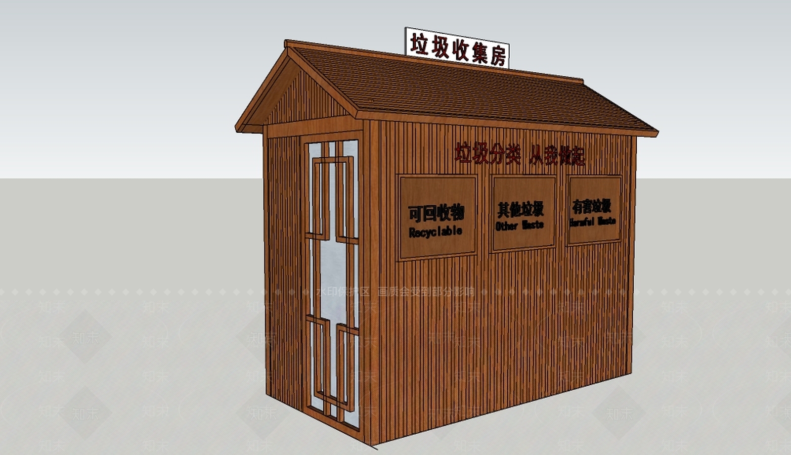 新中式垃圾桶SU模型下载【ID:388841036】