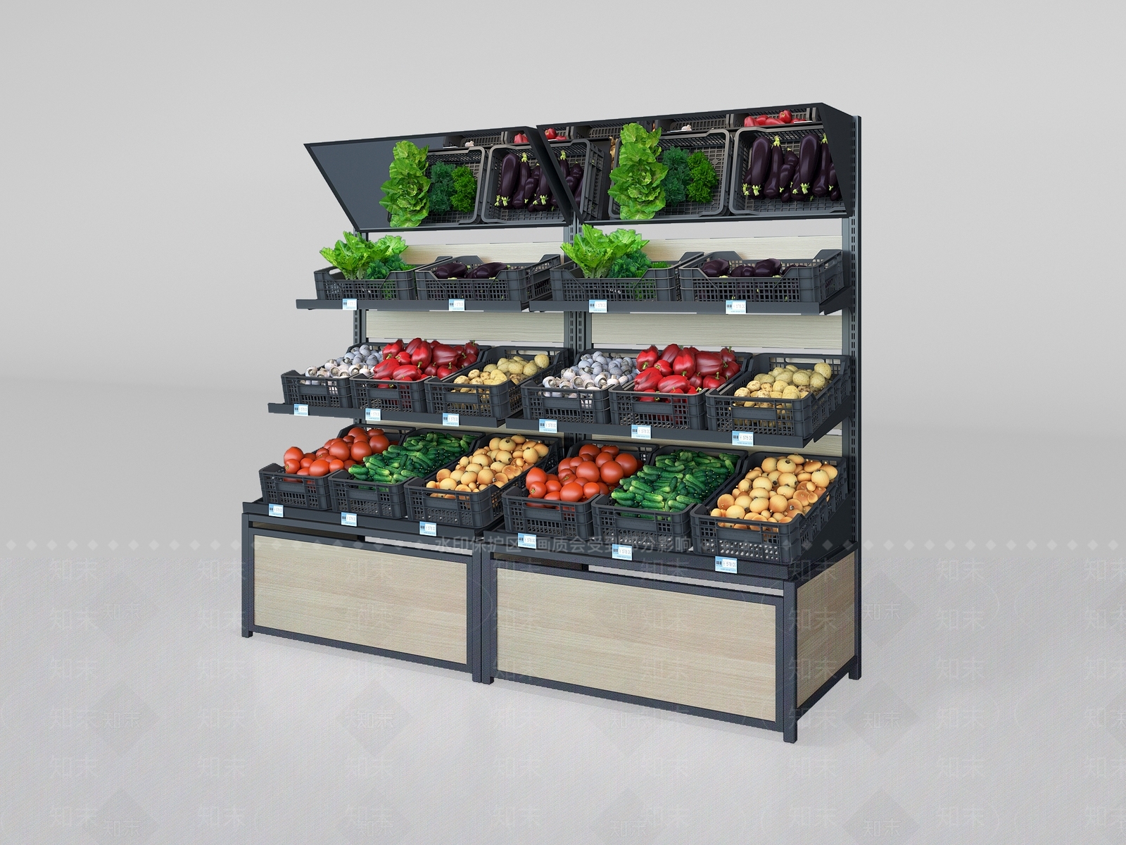 现代蔬菜货架3D模型下载【ID:188869965】