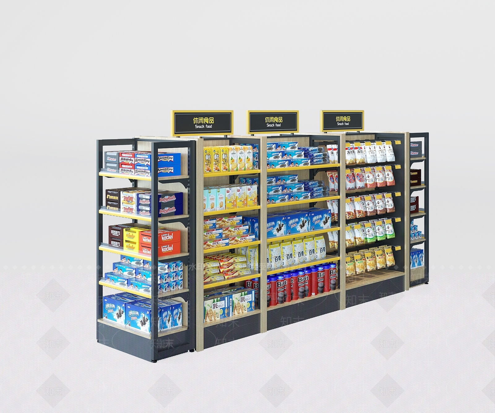 现代便利店货架3D模型下载【ID:188871915】