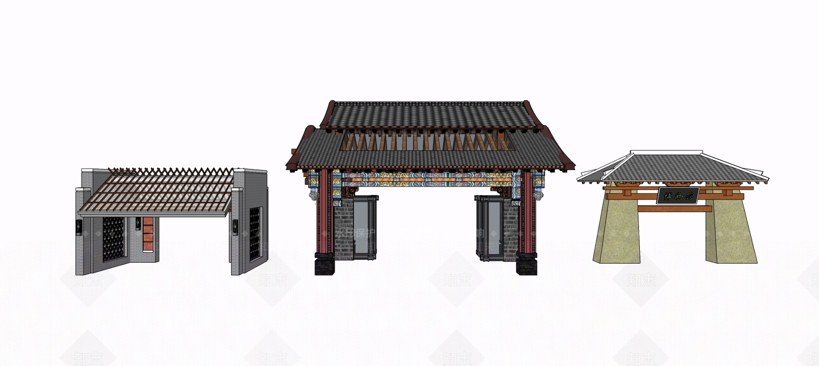 新中式牌坊牌楼SU模型下载【ID:488871590】