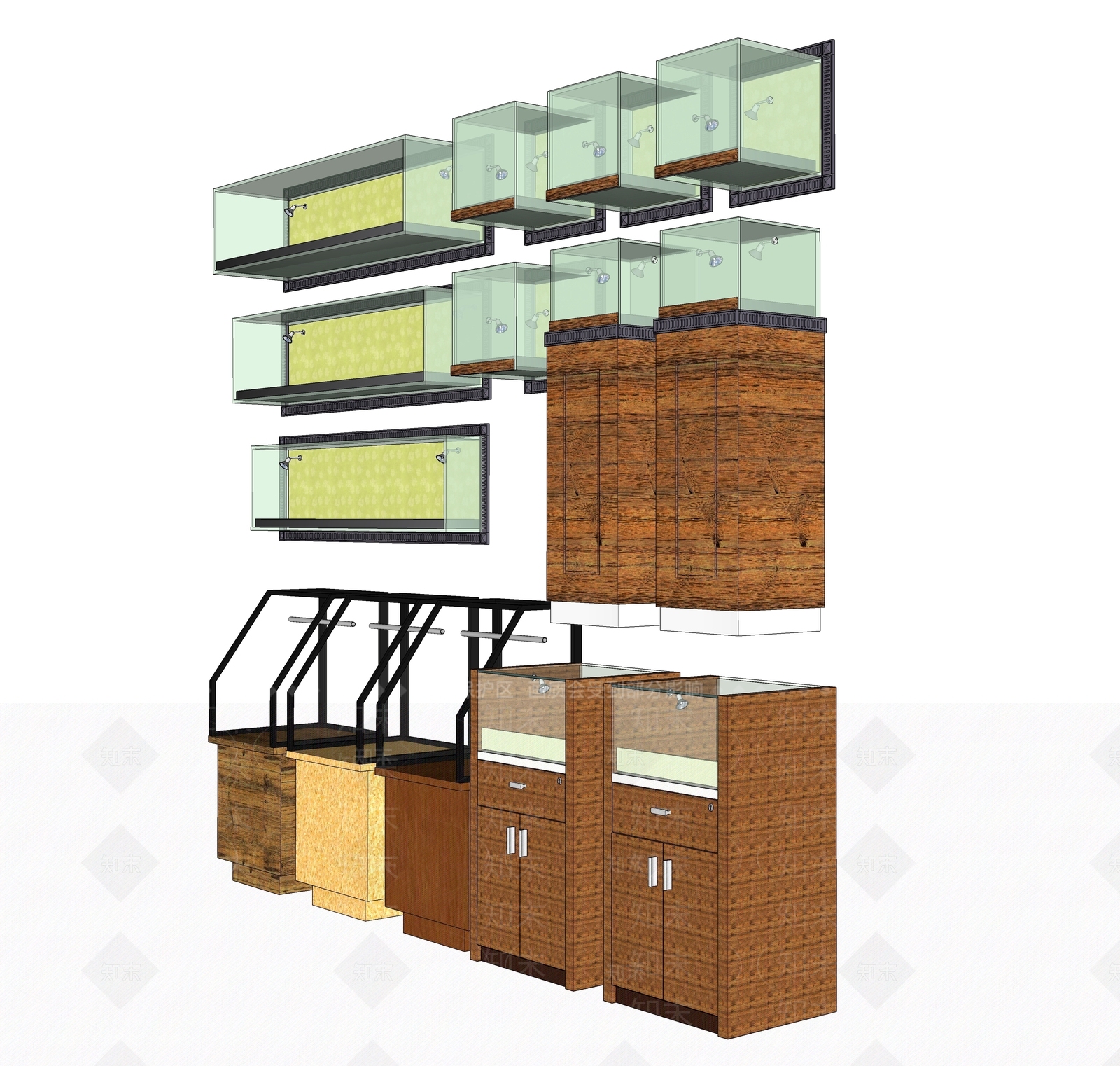 现代式展柜SU模型下载【ID:388878364】