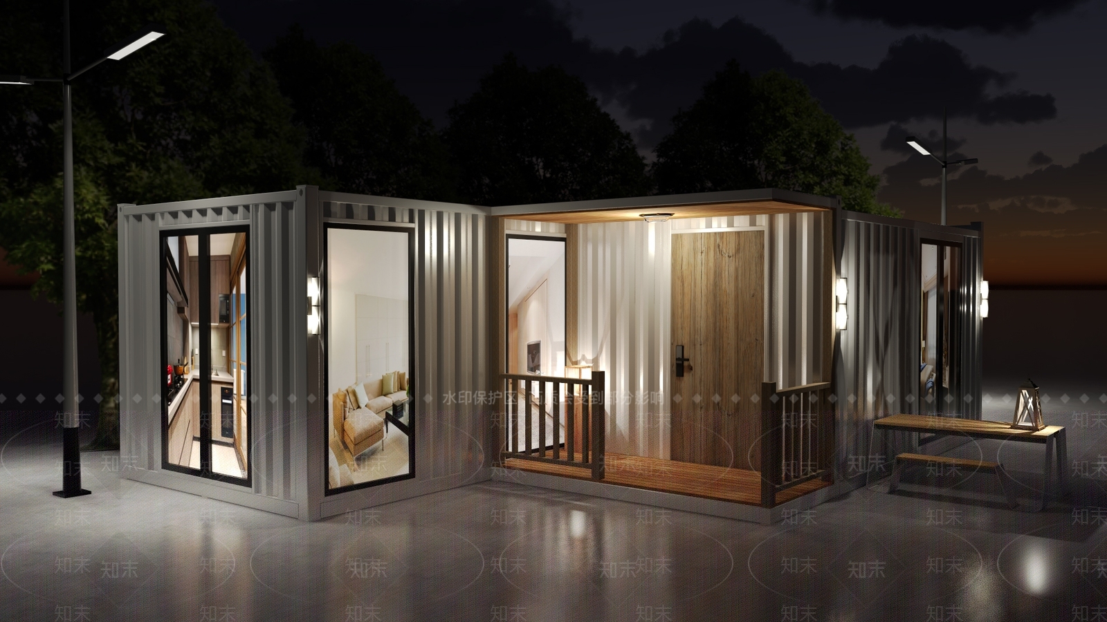工业风集装箱住宅SU模型下载【ID:988886109】
