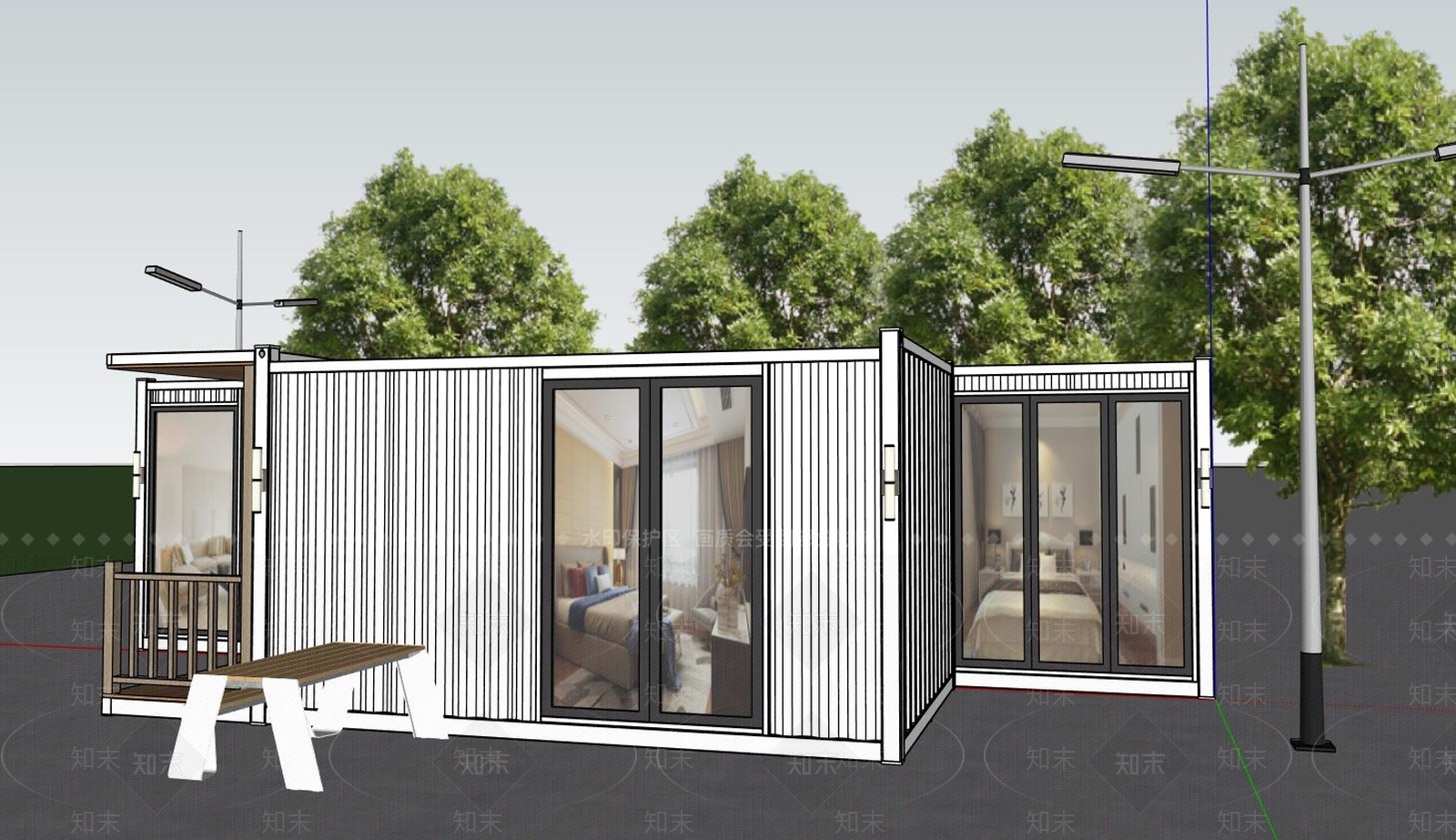 工业风集装箱住宅SU模型下载【ID:988886109】