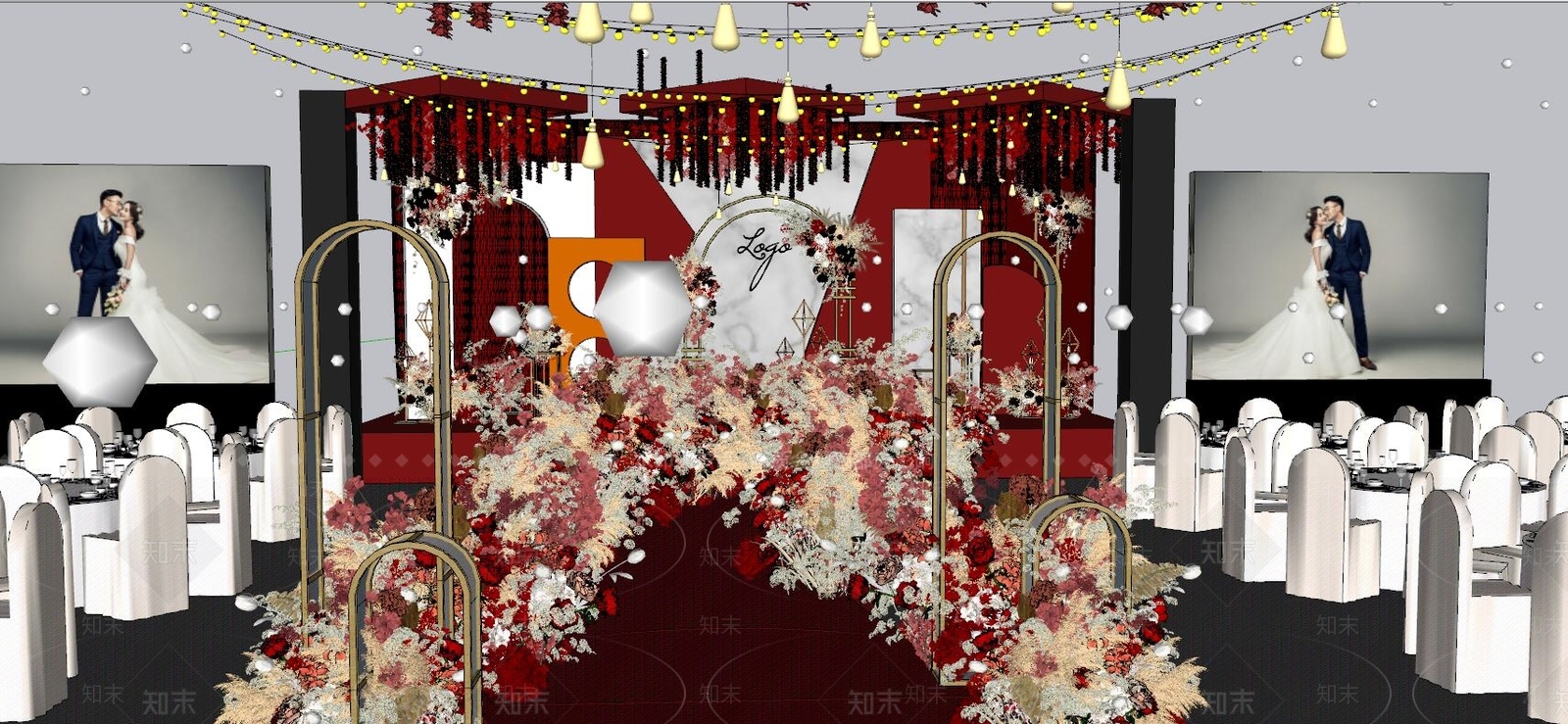 现代婚庆摆件SU模型下载【ID:989463030】