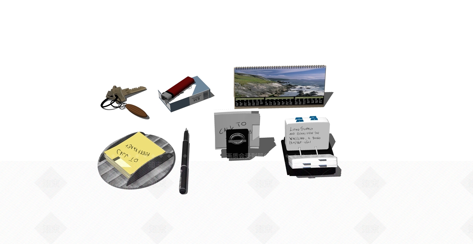 现代办公用品组合SU模型下载【ID:888896809】