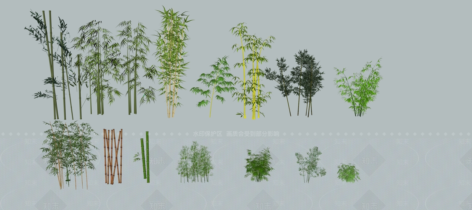 现代竹子SU模型下载【ID:188897745】