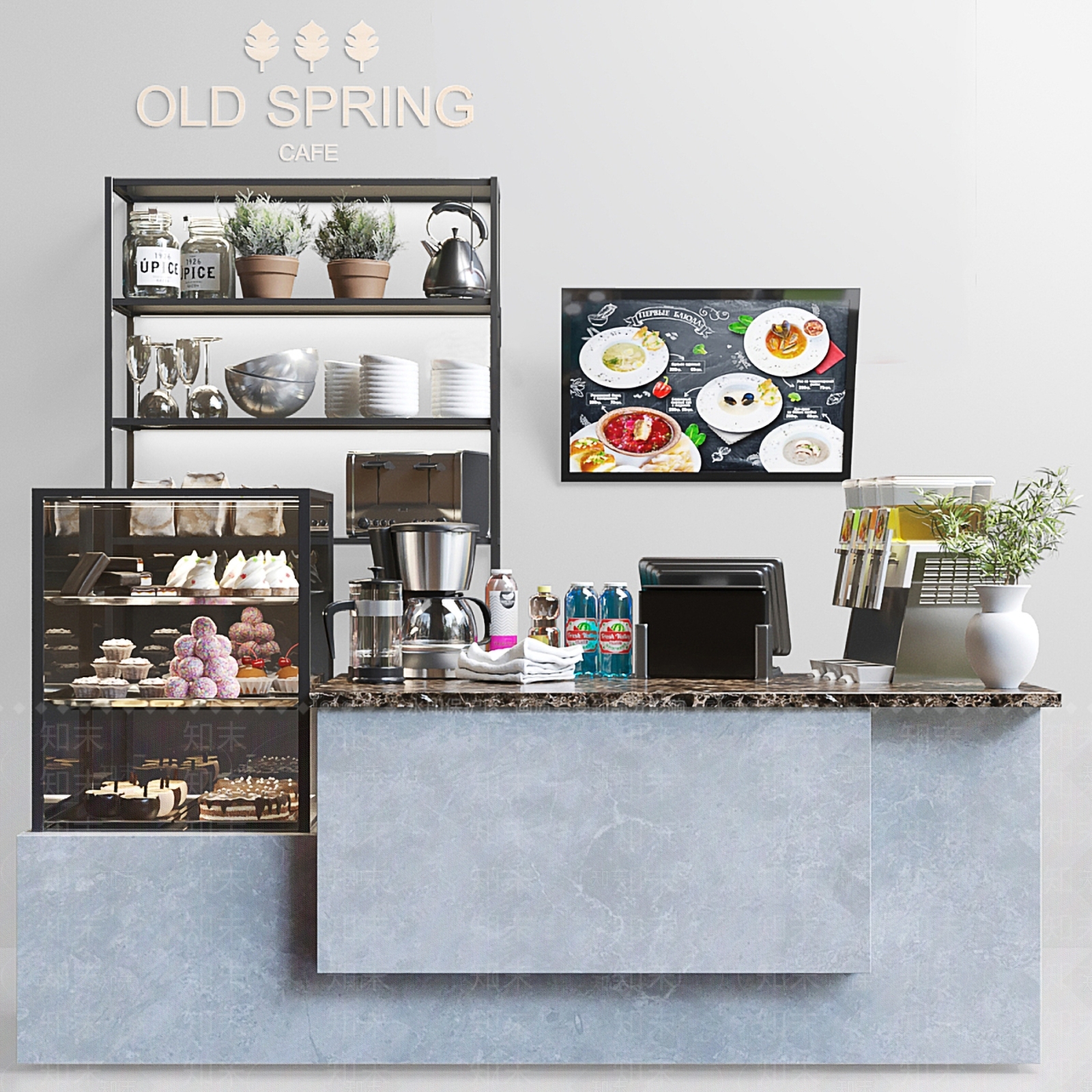 现代奶茶咖啡店3D模型下载【ID:288909839】
