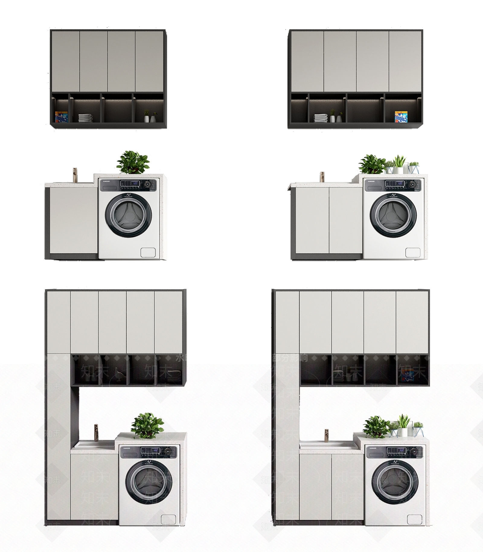 现代阳台洗衣柜SU模型下载【ID:199685780】