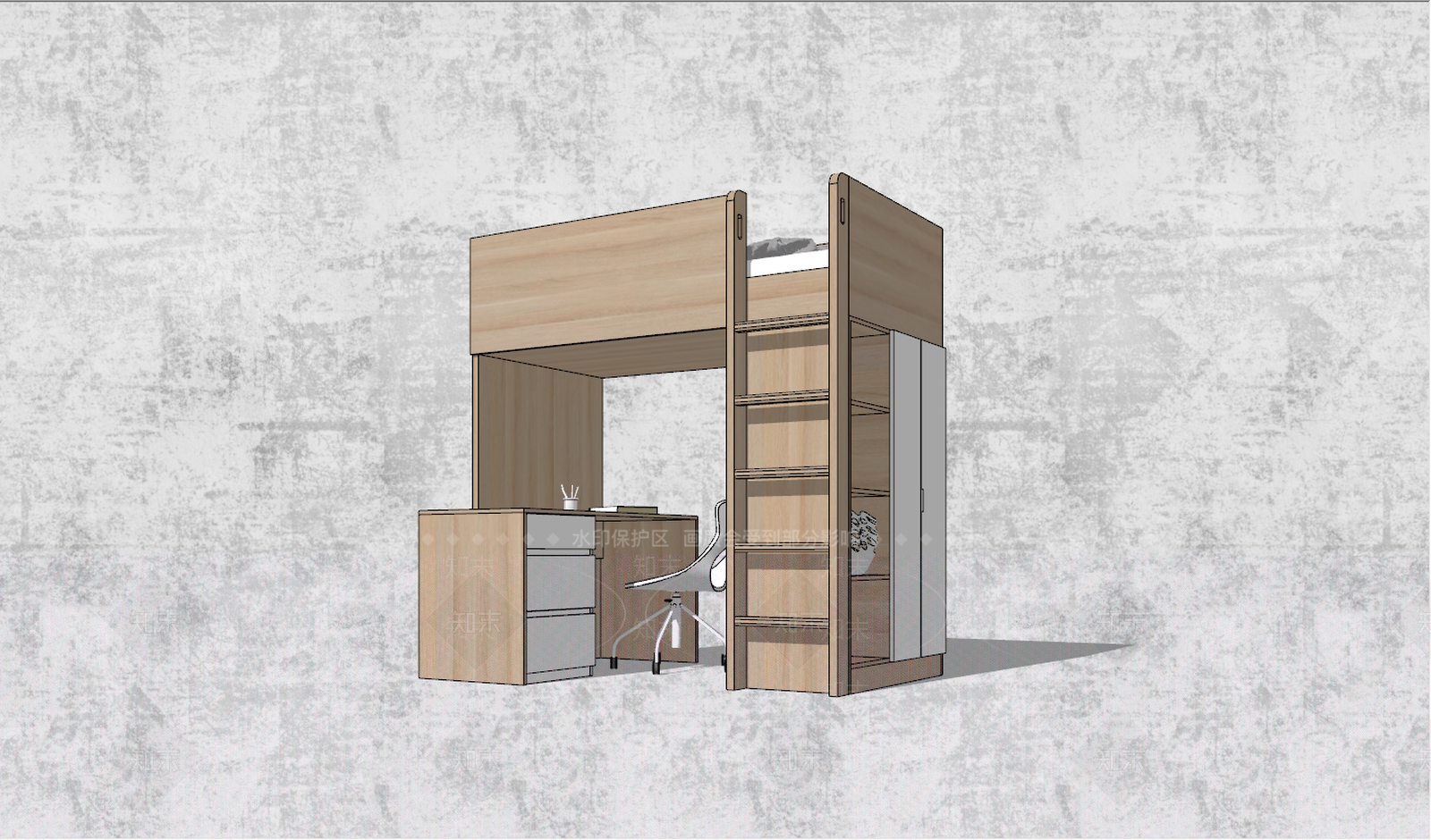 现代床具组合SU模型下载【ID:788921828】