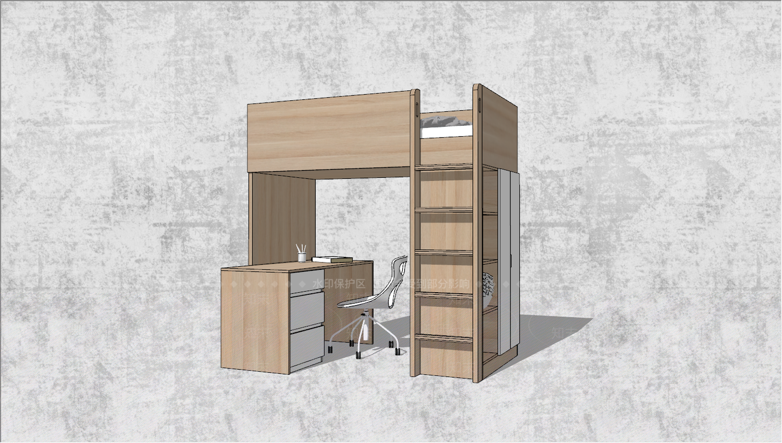 现代床具组合SU模型下载【ID:788921828】