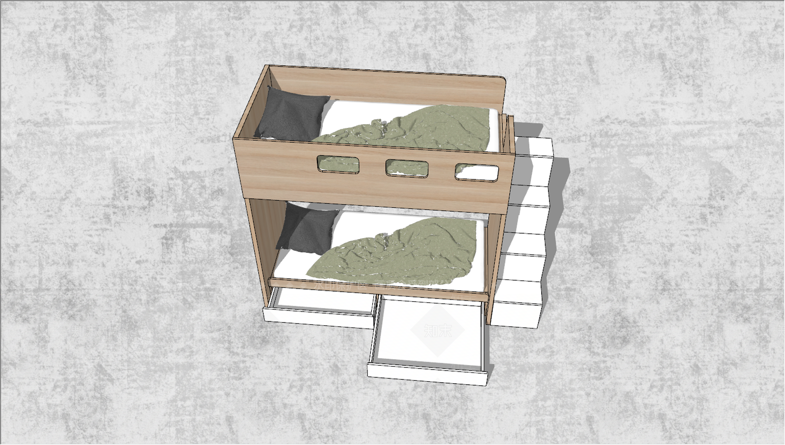 现代上下双层床SU模型下载【ID:588921441】
