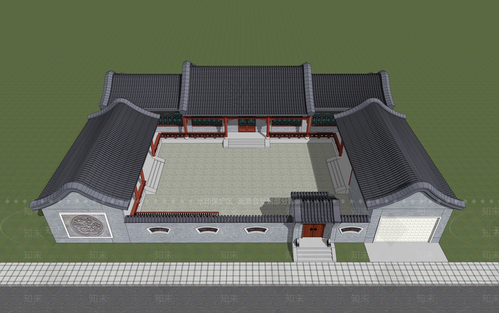中式四合院SU模型下载【ID:388923248】