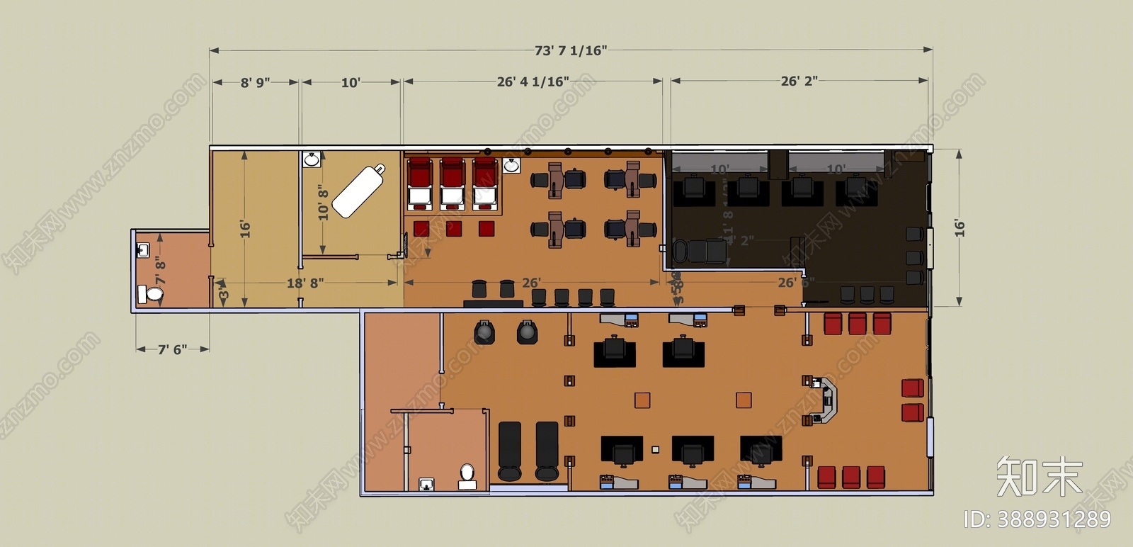 欧式风格理发店SU模型下载【ID:388931289】