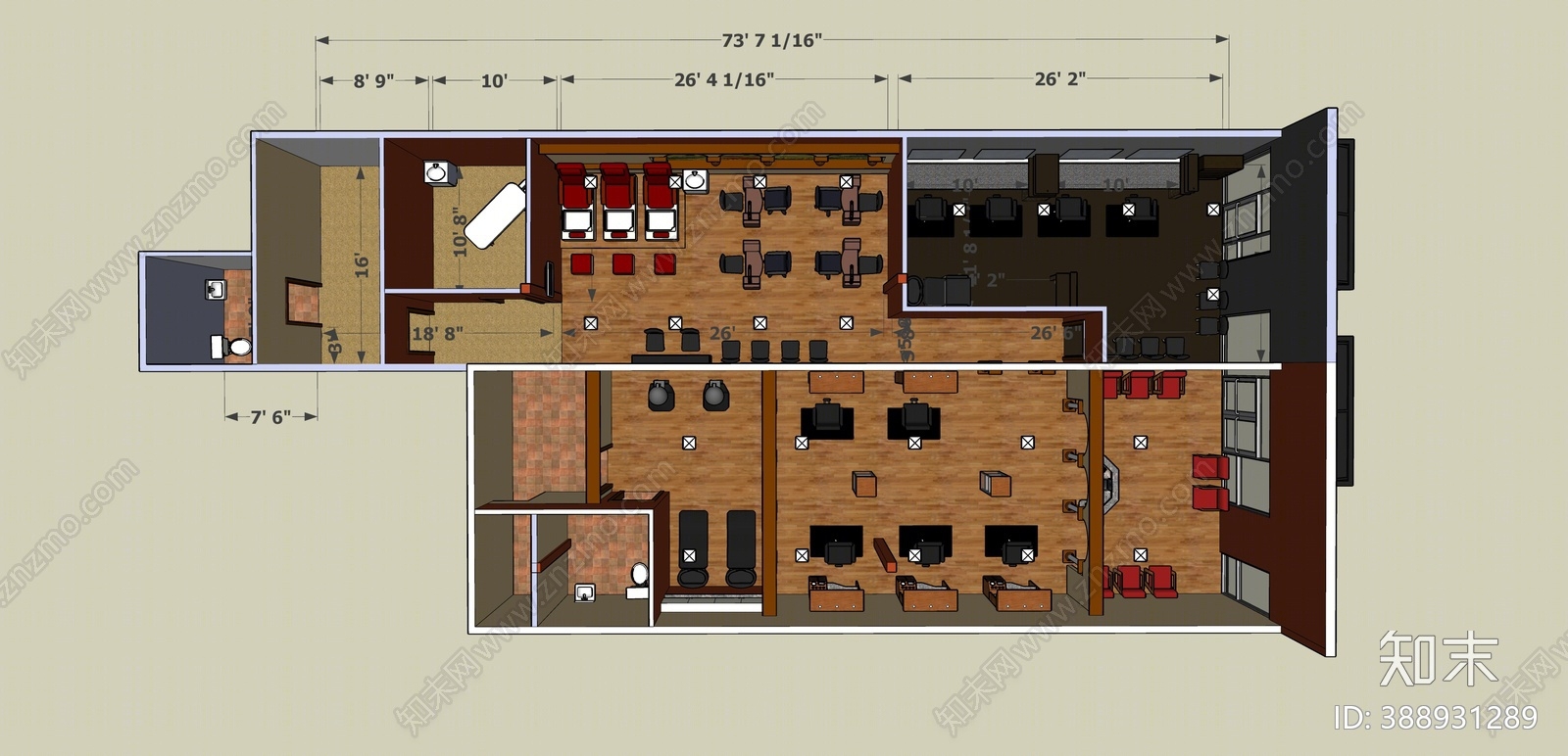 欧式风格理发店SU模型下载【ID:388931289】