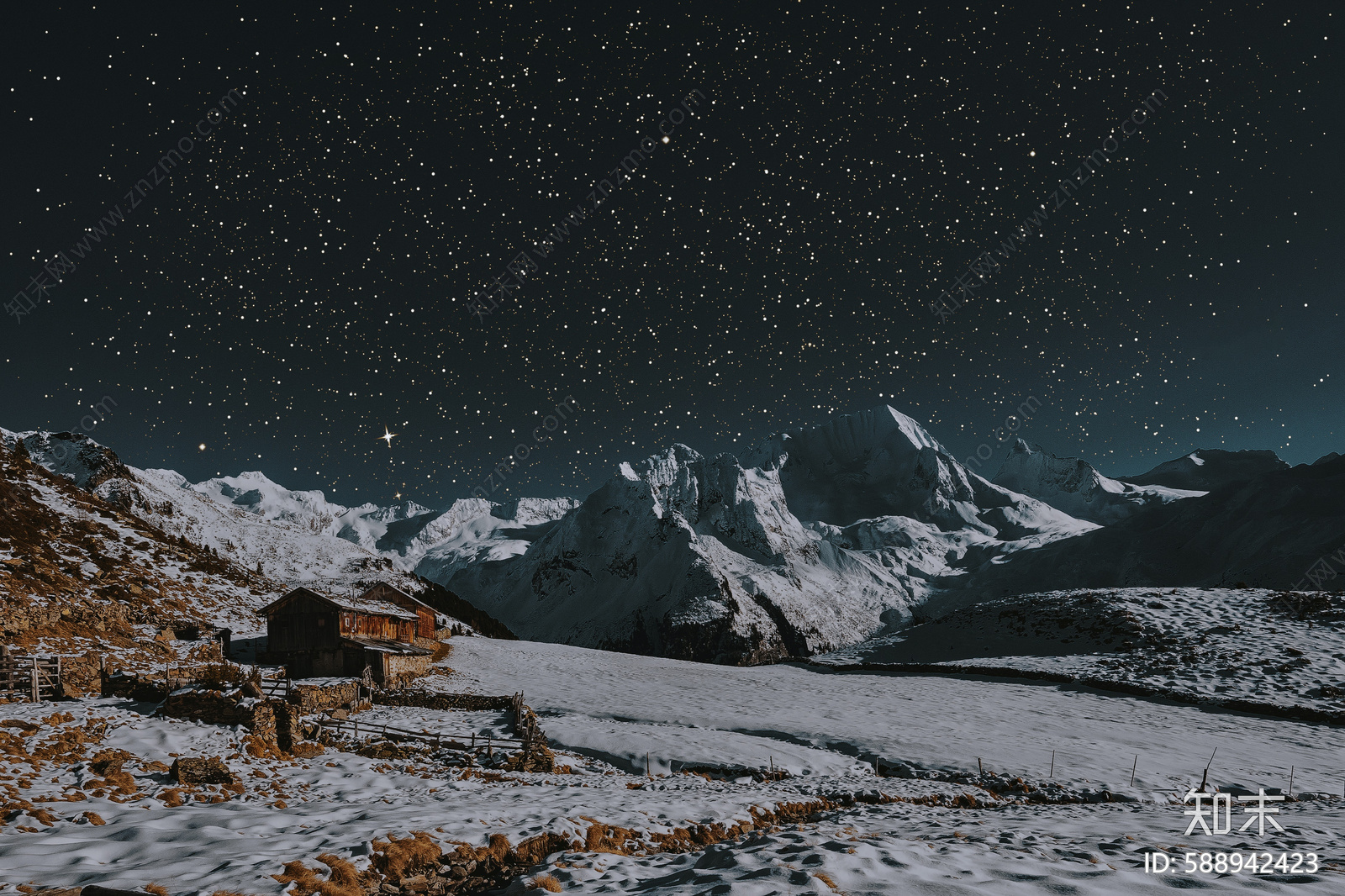 户外雪山夜景高清贴图贴图下载