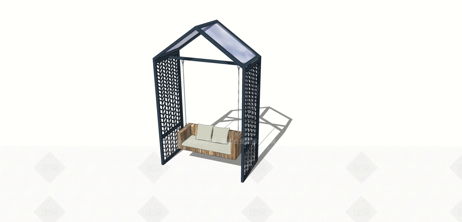 现代室外秋千座椅SU模型下载【ID:388951303】