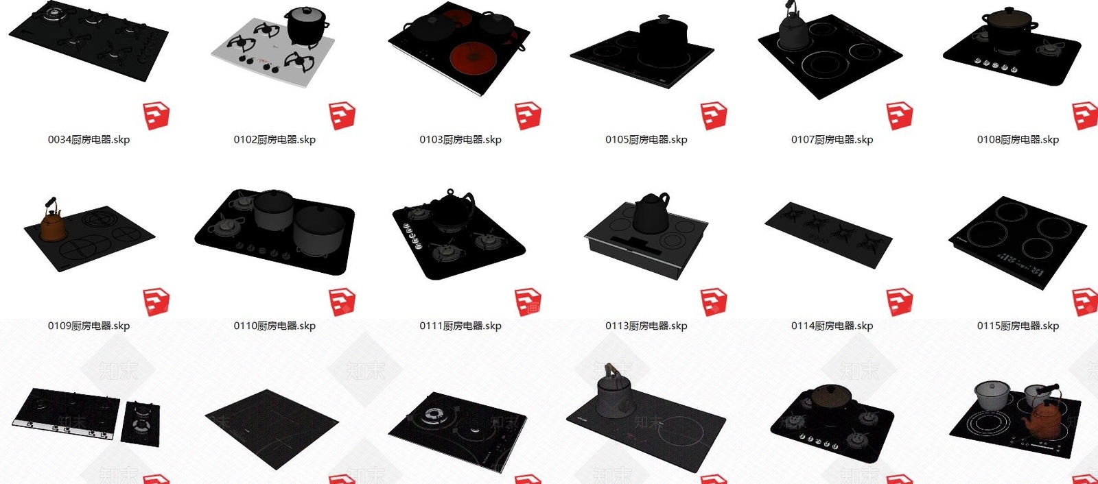 现代灶台SU模型草图