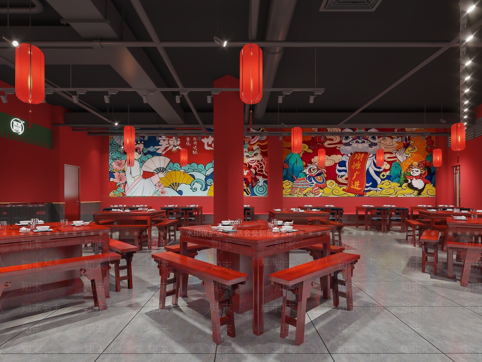 中式火锅店3D模型下载【ID:388962244】