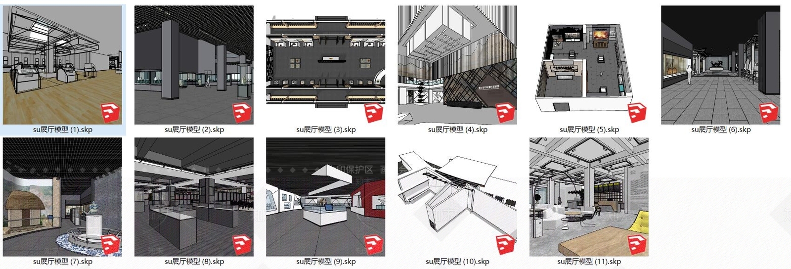 现代展厅SU模型下载【ID:588965159】