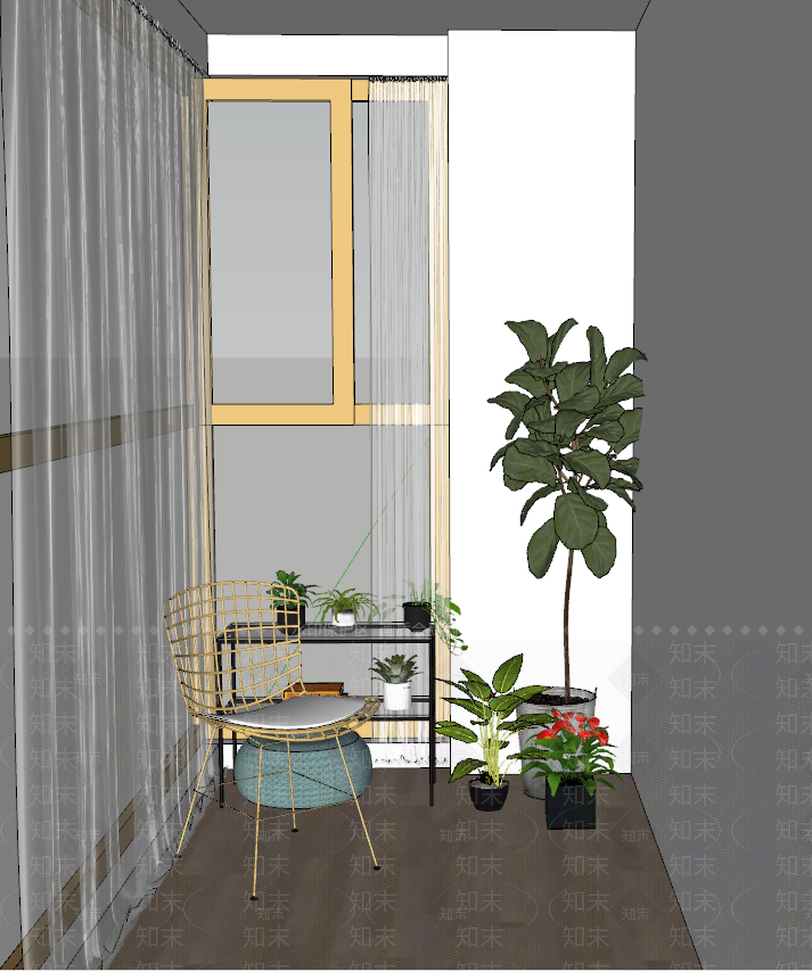 现代休闲阳台SU模型下载【ID:688972595】