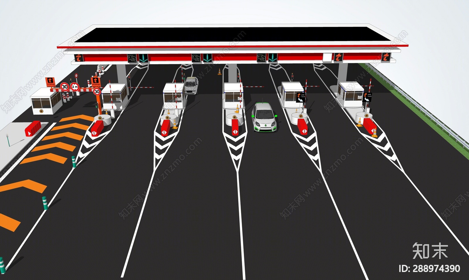 现代收费站SU模型下载【ID:288974390】