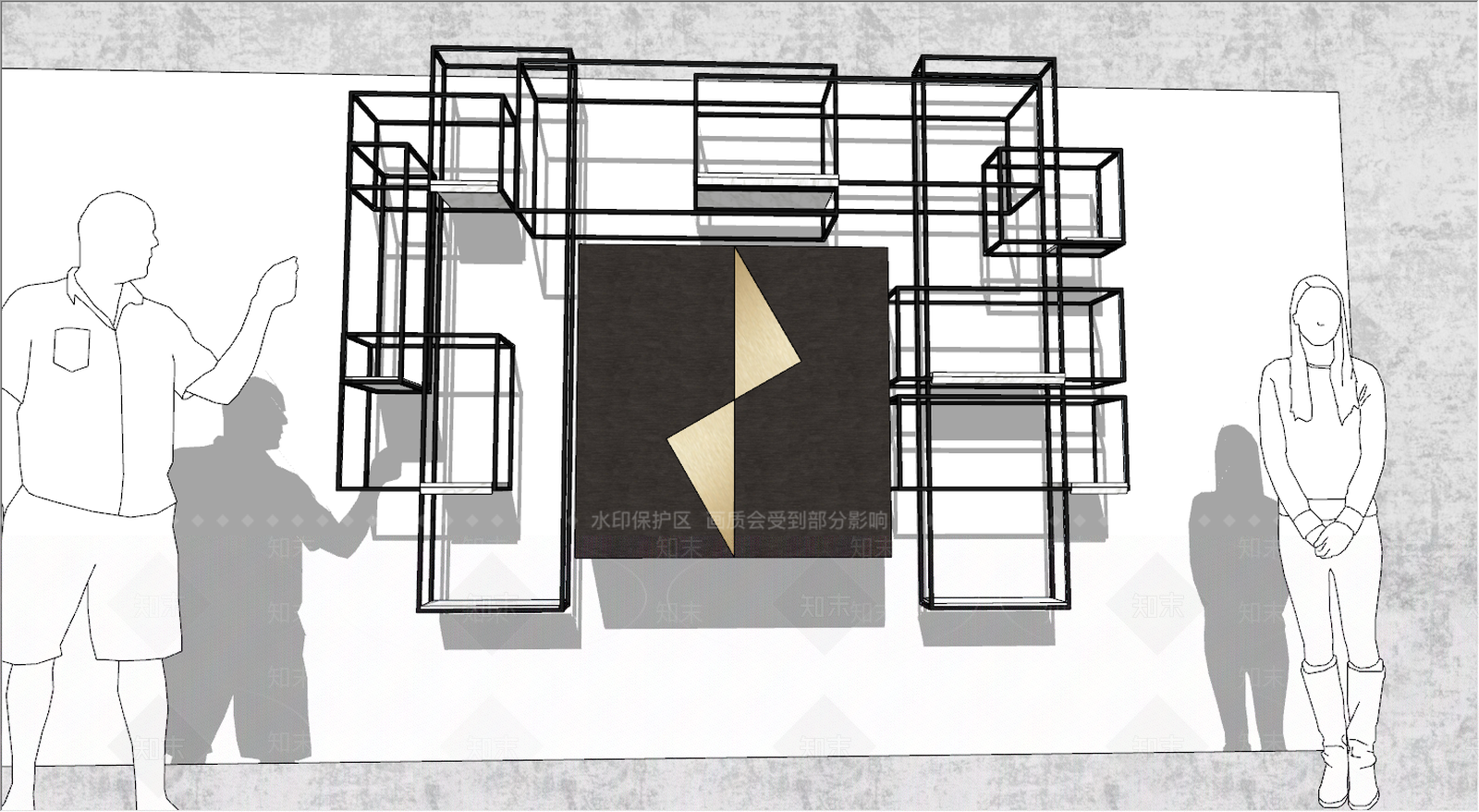 现代简约创意展示架SU模型下载【ID:288998573】