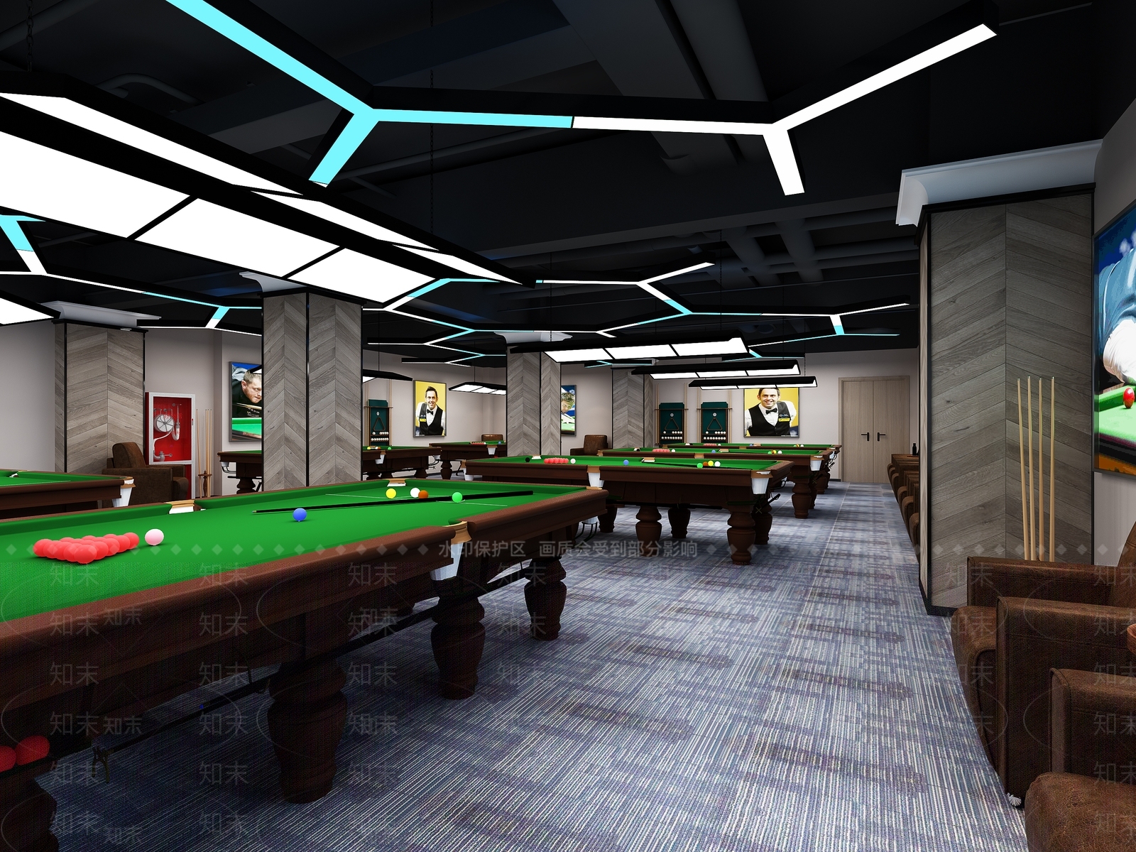 现代台球室3D模型下载【ID:989006975】