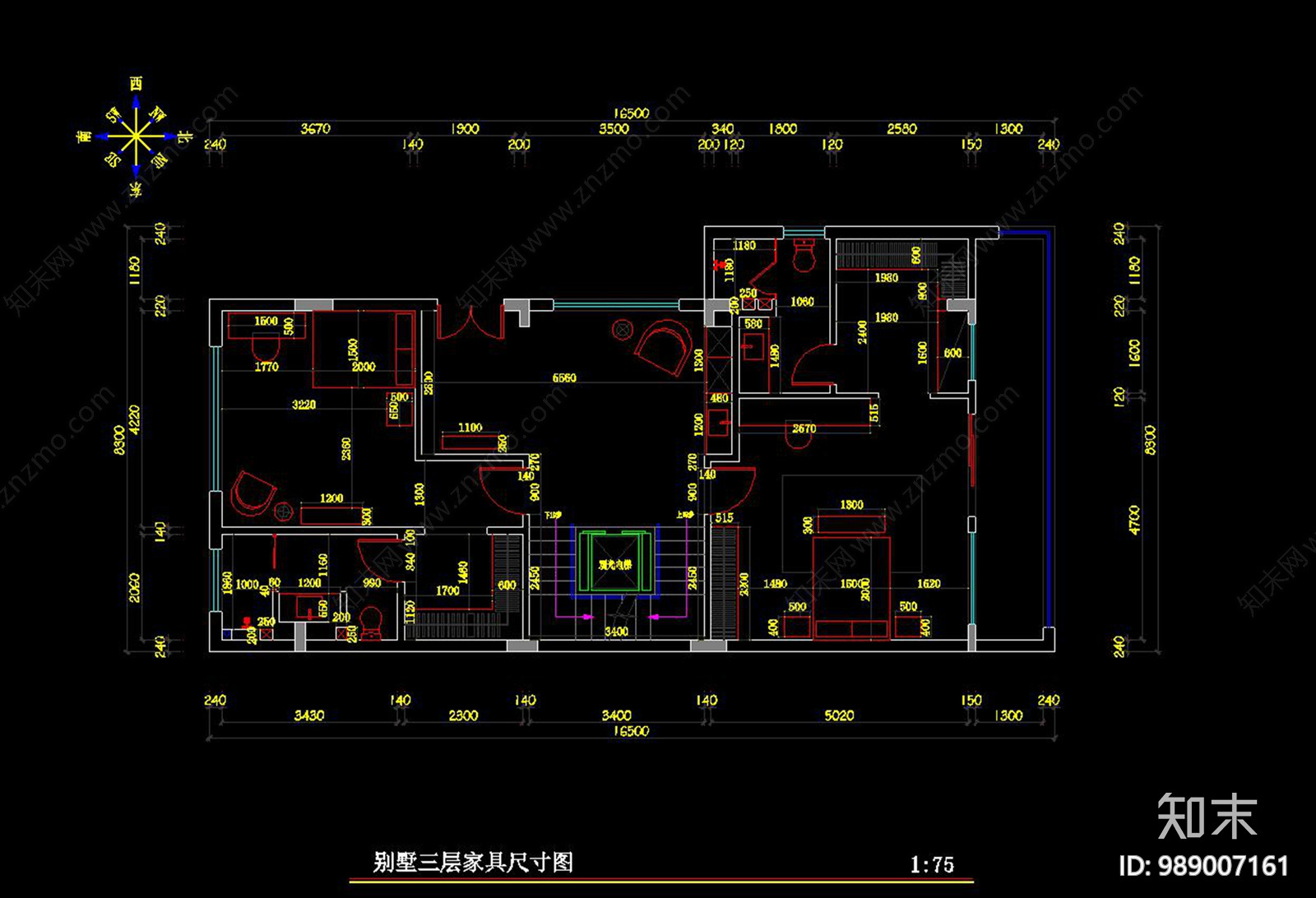 新中式别墅cad施工图下载【ID:989007161】