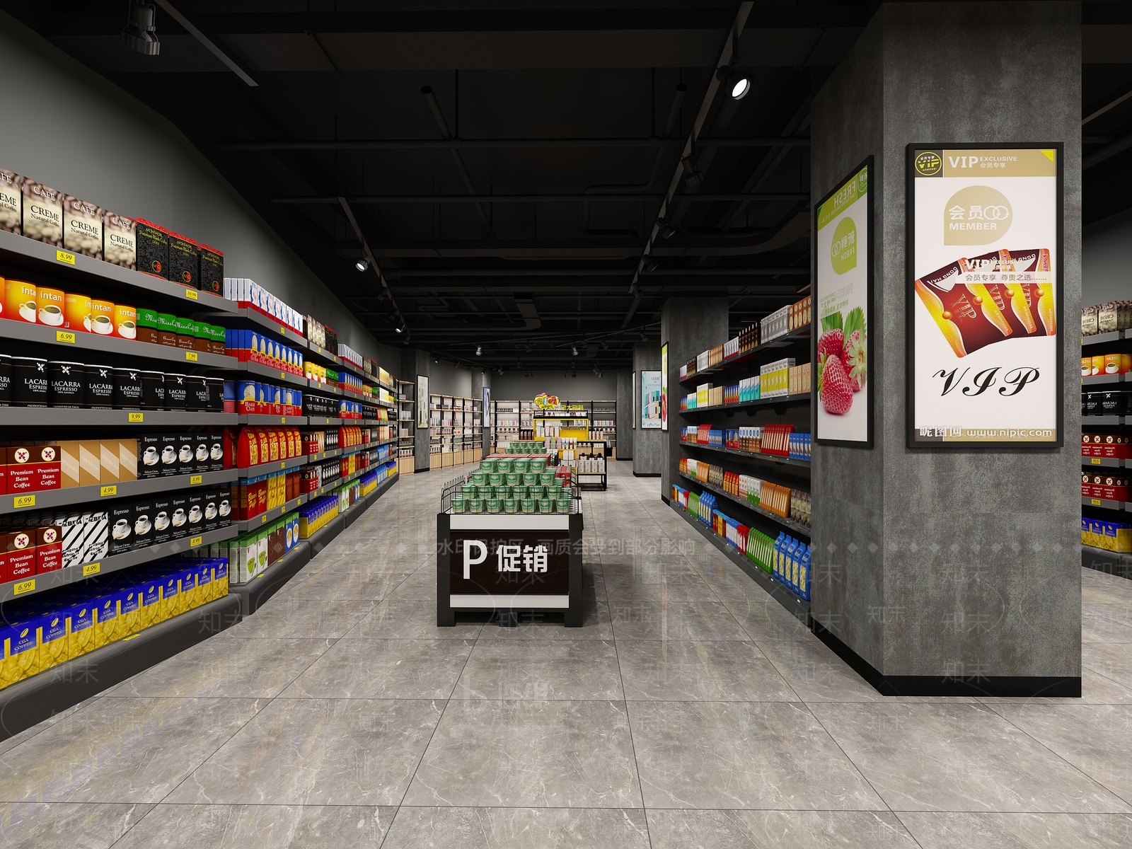 工业风超市3D模型下载【ID:589009363】