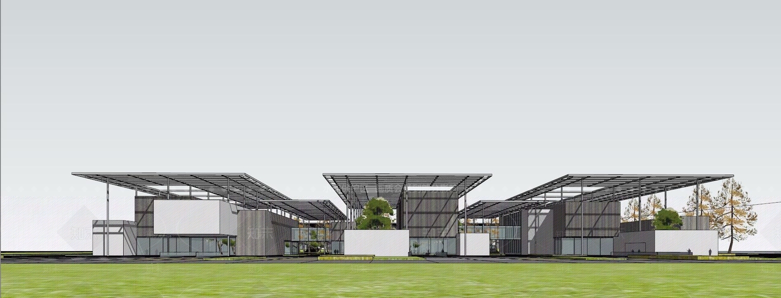 展览馆建筑SU模型精品下载_SketchUp模型_知末网