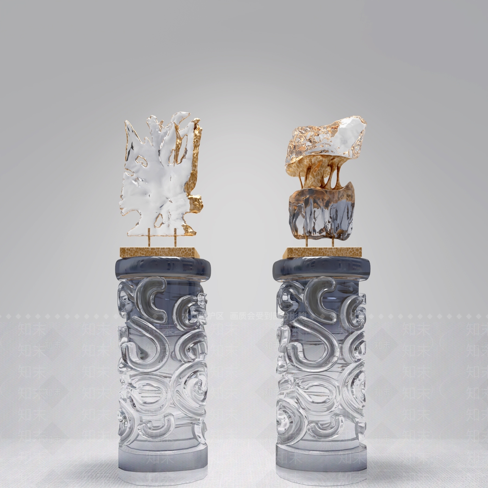 现代水晶雕塑摆件3D模型下载【ID:389017860】